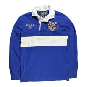 VTG Rugby By Ralph Lauren Rugby Polo Long Sleeve Boat Club Crest Distressed M